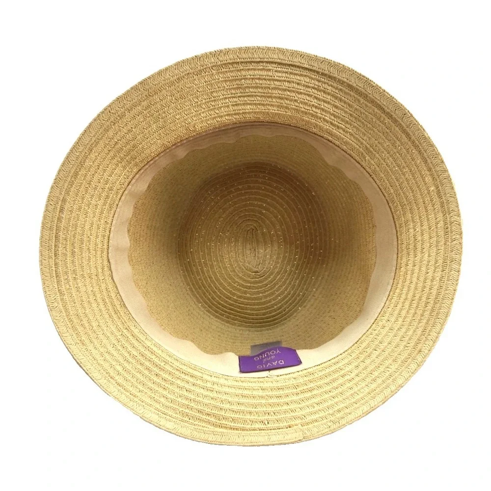 David And‎ Young Women's Straw Panama Pink Band Hat, One Size